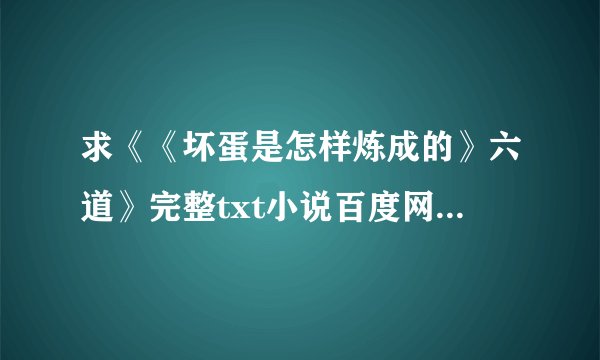求《《坏蛋是怎样炼成的》六道》完整txt小说百度网盘下载链接