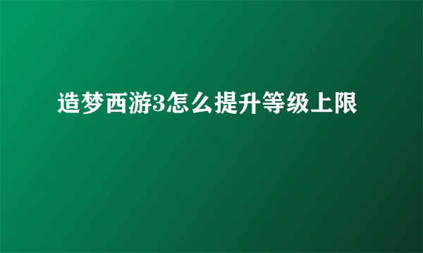 造梦西游3怎么提升等级上限