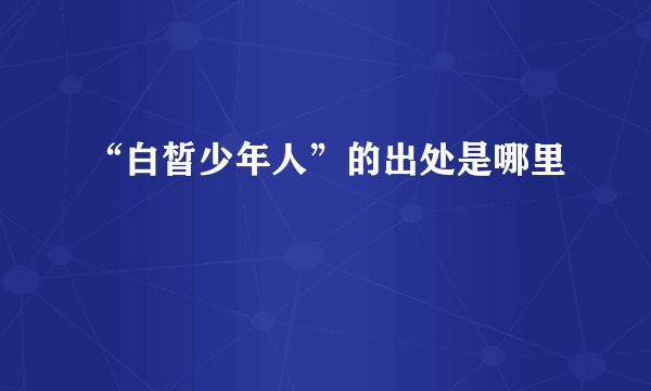 “白皙少年人”的出处是哪里