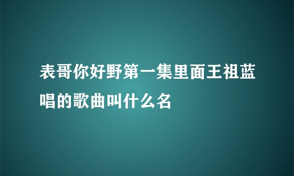 表哥你好野第一集里面王祖蓝唱的歌曲叫什么名