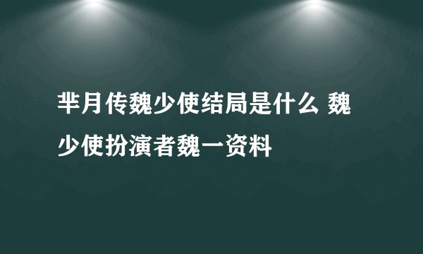 芈月传魏少使结局是什么 魏少使扮演者魏一资料