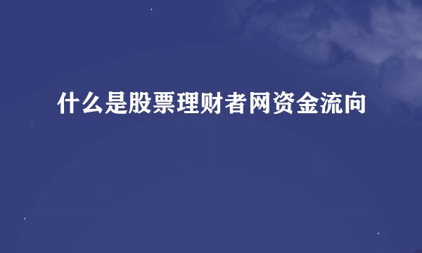 什么是股票理财者网资金流向