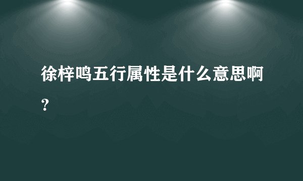 徐梓鸣五行属性是什么意思啊？