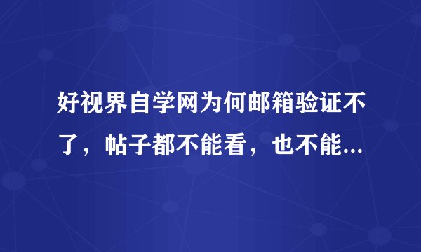 好视界自学网为何邮箱验证不了，帖子都不能看，也不能下载,这是为什么，怎么解决啊