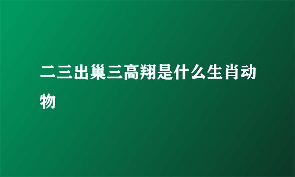 二三出巢三高翔是什么生肖动物