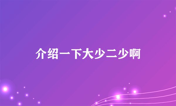 介绍一下大少二少啊