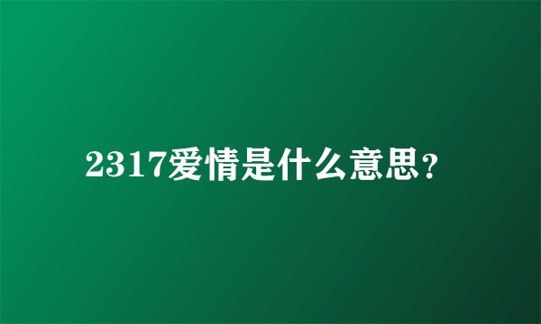 2317爱情是什么意思？
