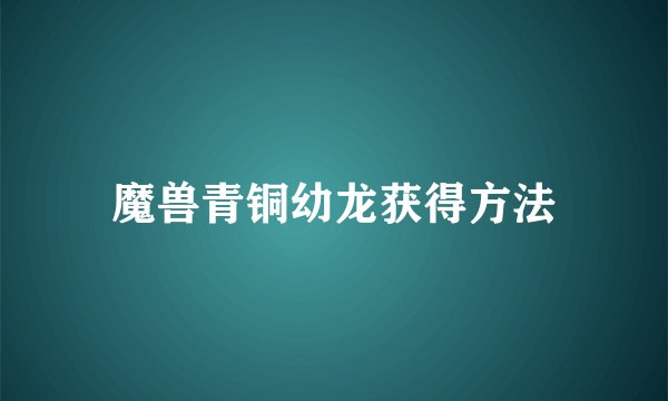 魔兽青铜幼龙获得方法