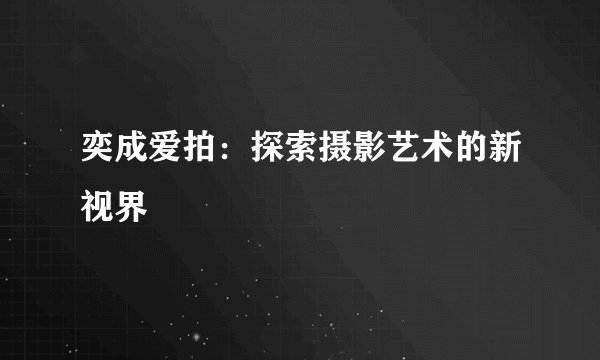 奕成爱拍:探索摄影艺术的新视界
