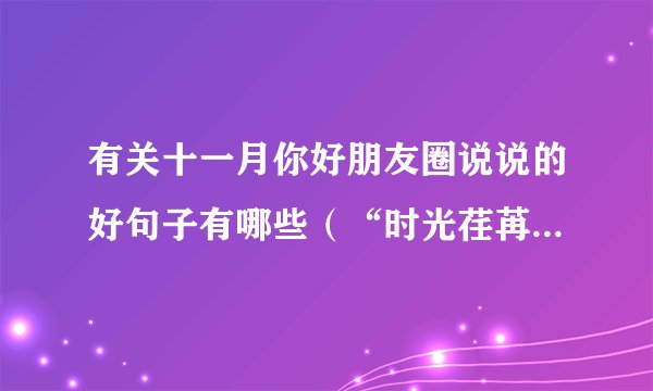 有关十一月你好朋友圈说说的好句子有哪些（“时光荏苒，你的微笑印在我的心里”）