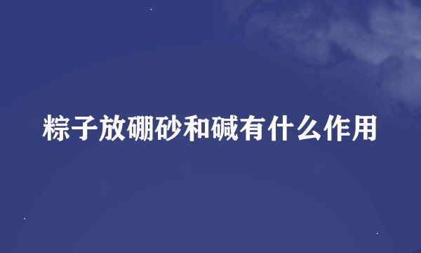 粽子放硼砂和碱有什么作用