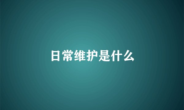 日常维护是什么