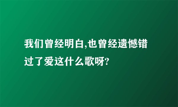 我们曾经明白,也曾经遗憾错过了爱这什么歌呀?