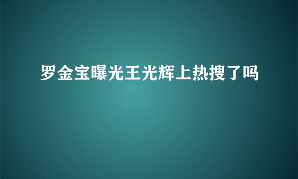 罗金宝曝光王光辉上热搜了吗