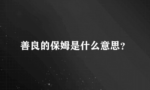 善良的保姆是什么意思？