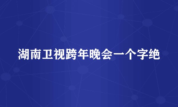 湖南卫视跨年晚会一个字绝