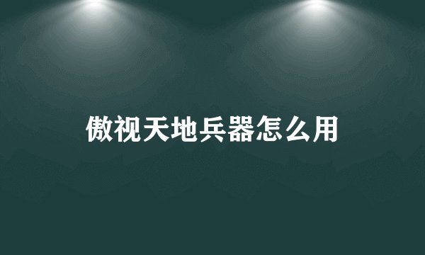 傲视天地兵器怎么用