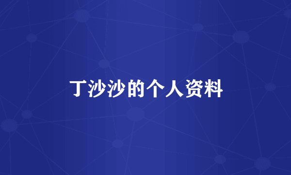 丁沙沙的个人资料