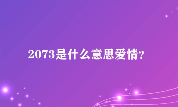 2073是什么意思爱情？