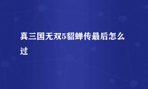 真三国无双5貂蝉传最后怎么过
