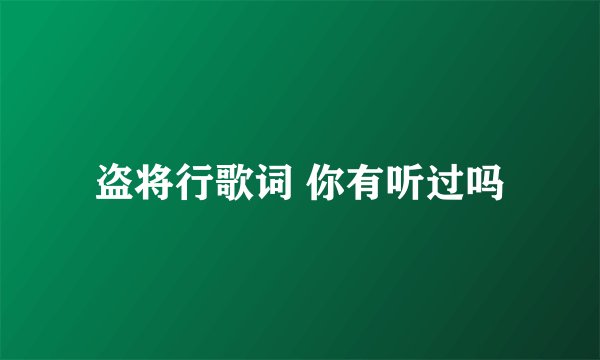 盗将行歌词 你有听过吗