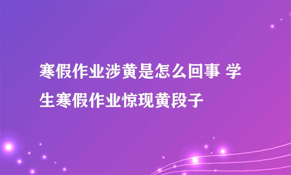 寒假作业涉黄是怎么回事 学生寒假作业惊现黄段子