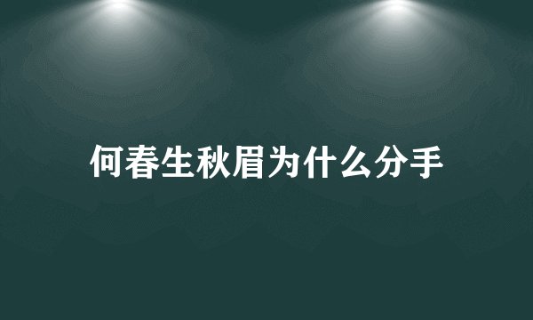 何春生秋眉为什么分手
