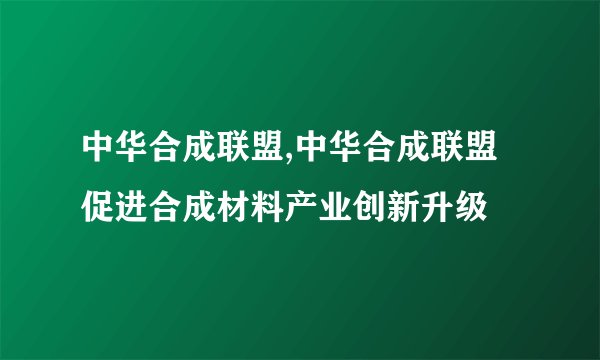 中华合成联盟,中华合成联盟 促进合成材料产业创新升级