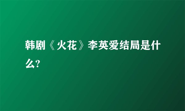 韩剧《火花》李英爱结局是什么?