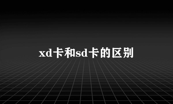 xd卡和sd卡的区别