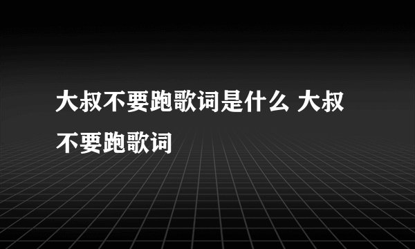 大叔不要跑歌词是什么 大叔不要跑歌词