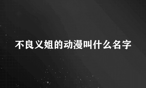 不良义姐的动漫叫什么名字