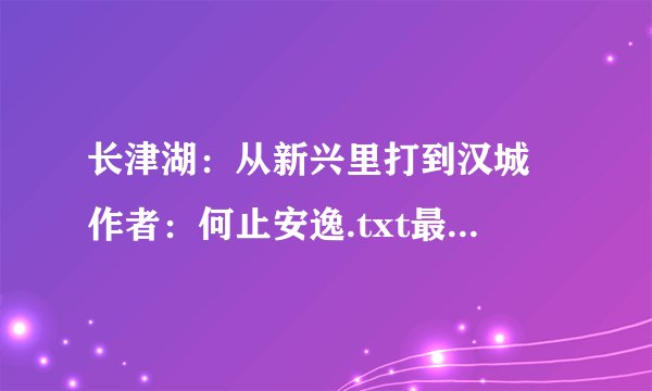 长津湖：从新兴里打到汉城 作者：何止安逸.txt最新章节/全集txt免费下载