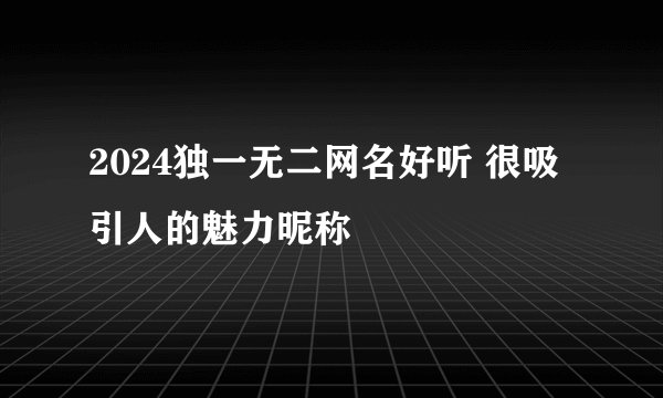 2024独一无二网名好听 很吸引人的魅力昵称
