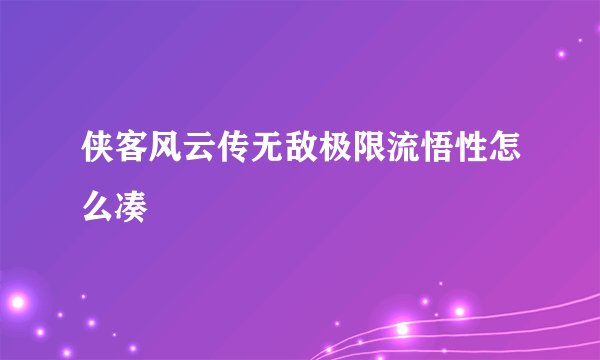 侠客风云传无敌极限流悟性怎么凑