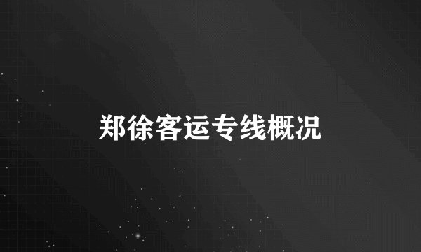 郑徐客运专线概况