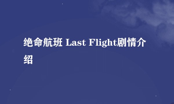 绝命航班 Last Flight剧情介绍