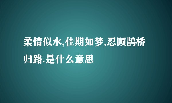 柔情似水,佳期如梦,忍顾鹊桥归路.是什么意思