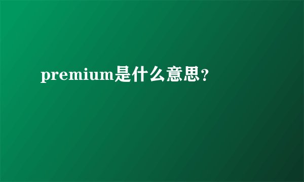 premium是什么意思？