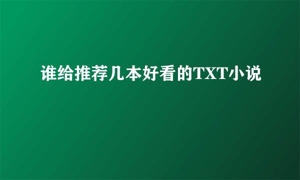 谁给推荐几本好看的TXT小说