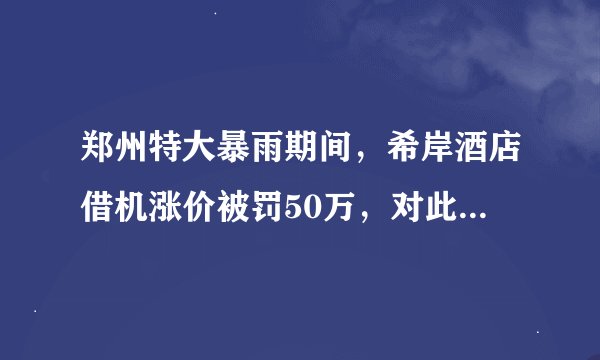 郑州特大暴雨期间，希岸酒店借机涨价被罚50万，对此，你怎么看？