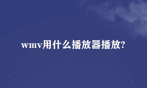 wmv用什么播放器播放?