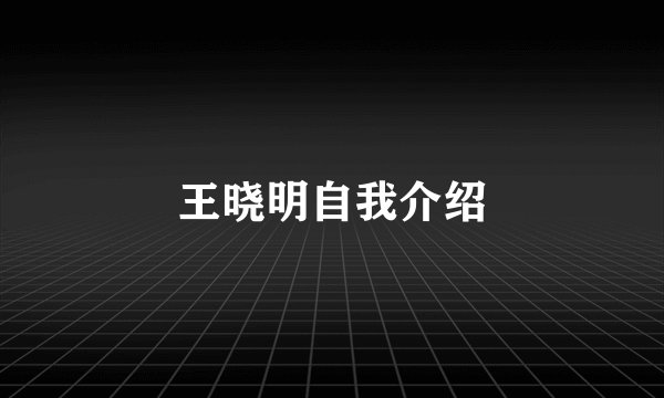 王晓明自我介绍