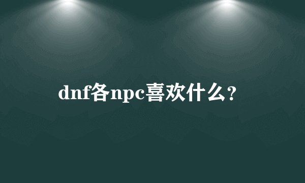 dnf各npc喜欢什么？