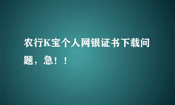 农行K宝个人网银证书下载问题，急！！