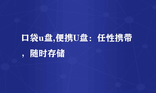 口袋u盘,便携U盘：任性携带，随时存储