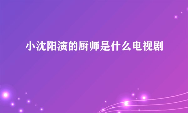 小沈阳演的厨师是什么电视剧