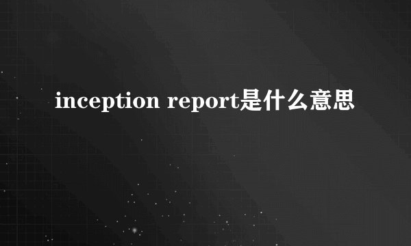 inception report是什么意思