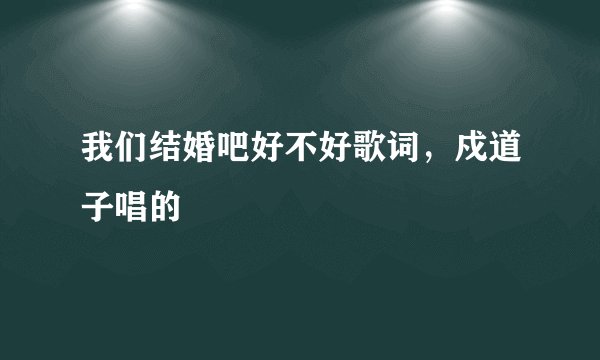 我们结婚吧好不好歌词，戍道子唱的