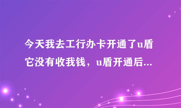 今天我去工行办卡开通了u盾它没有收我钱，u盾开通后需要收钱么还是每月要交钱，我是小白什么都不懂